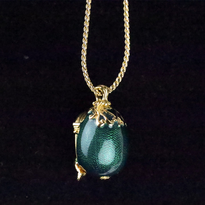 Edgar Berebi Limited Edition Green Enamel Angel Egg Pendant Necklace