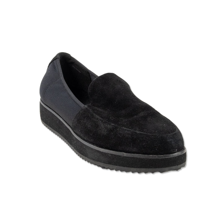 Eileen Fisher Black Suede Round Toe Slides