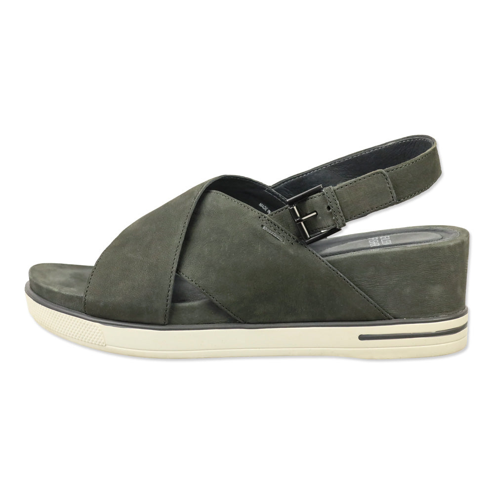 Eileen Fisher Gray Nubuck Good Criss Cross Wedge Sandals