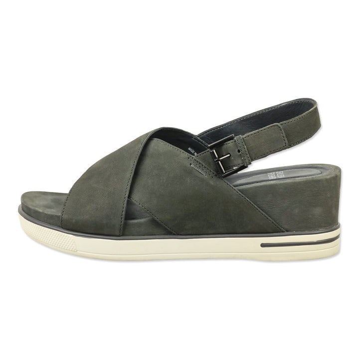 Eileen Fisher Gray Nubuck Good Criss Cross Wedge Sandals