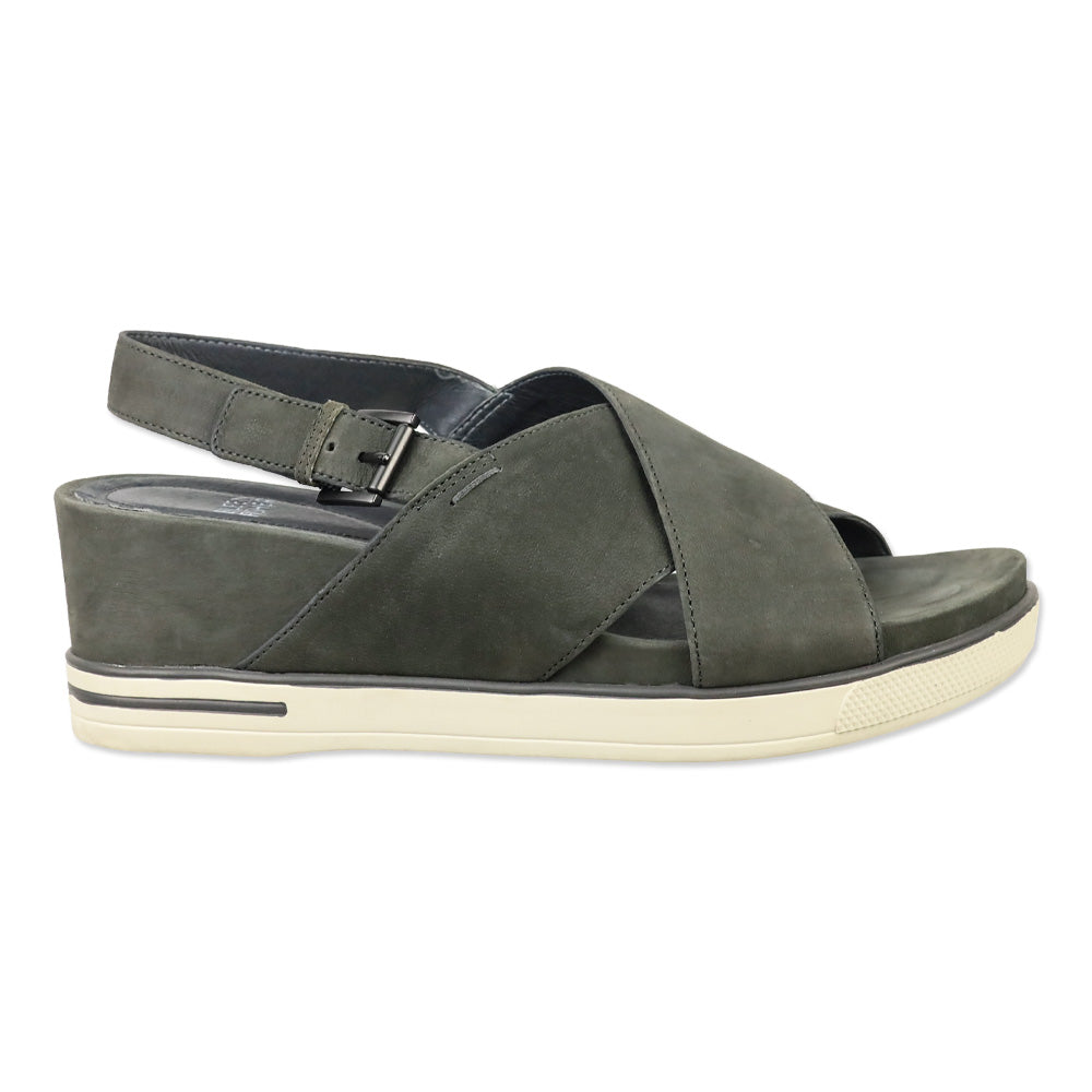 Eileen Fisher Gray Nubuck Good Criss Cross Wedge Sandals