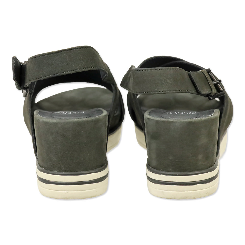 Eileen Fisher Gray Nubuck Good Criss Cross Wedge Sandals