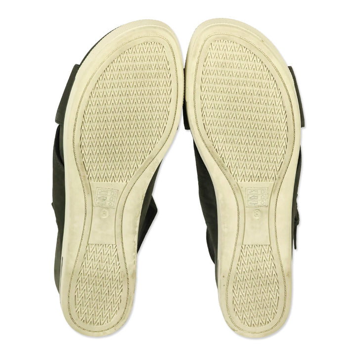 Eileen Fisher Gray Nubuck Good Criss Cross Wedge Sandals