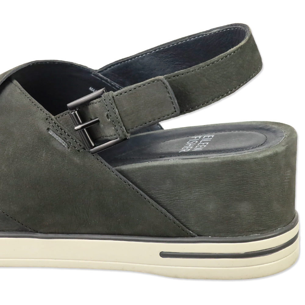 Eileen Fisher Gray Nubuck Good Criss Cross Wedge Sandals