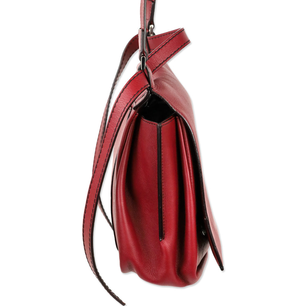 Elena Ghisellini Red Leather Crossbody Satchel