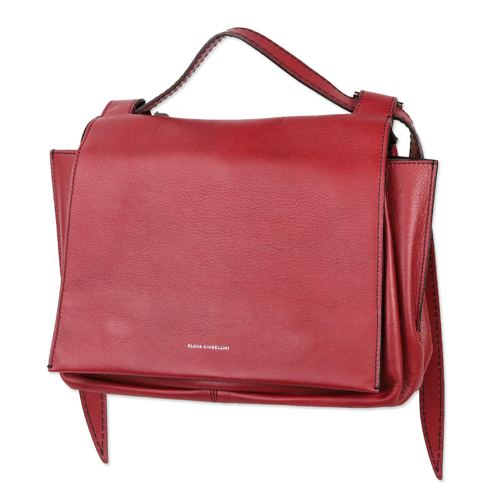 Elena Ghisellini Red Leather Crossbody Satchel