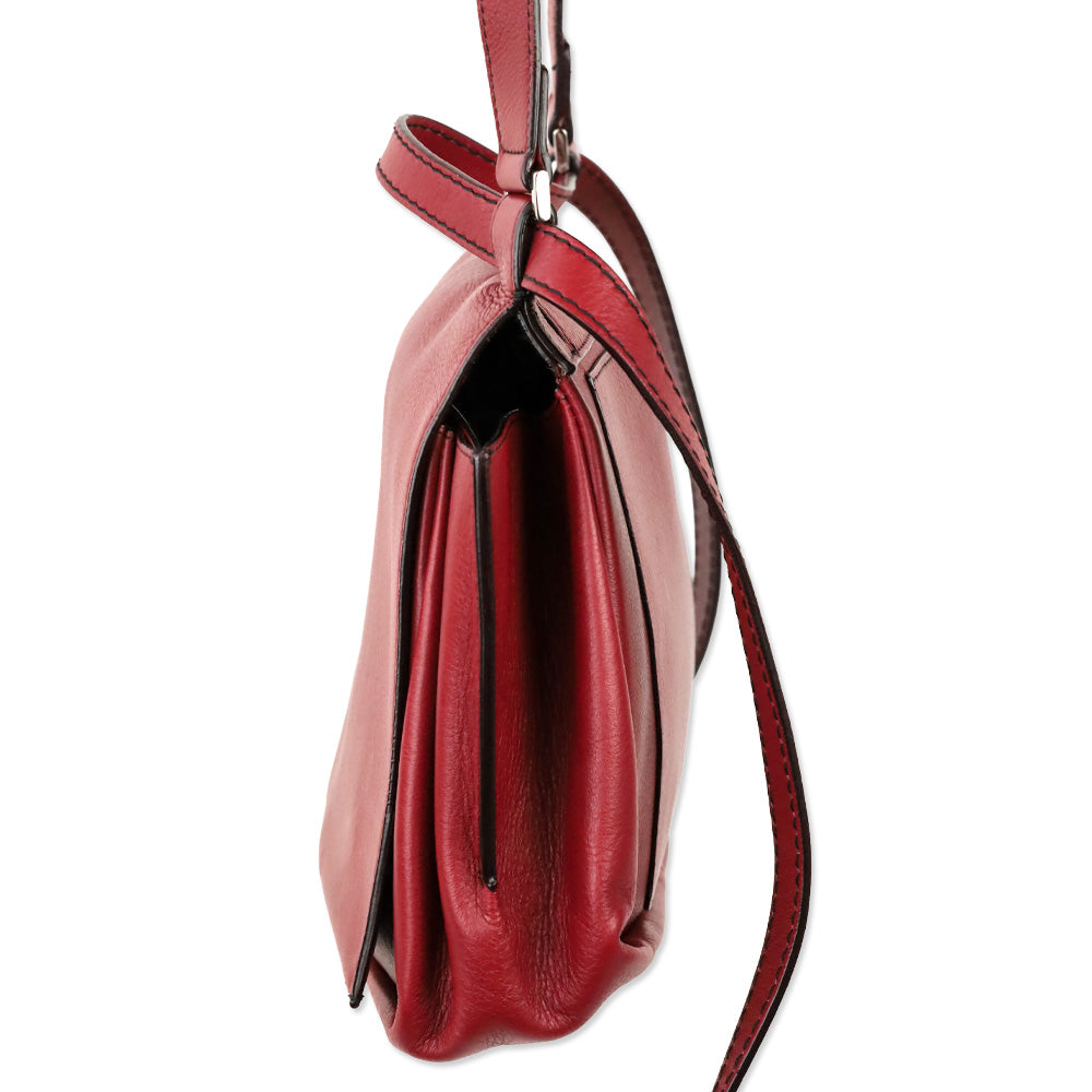 Elena Ghisellini Red Leather Crossbody Satchel