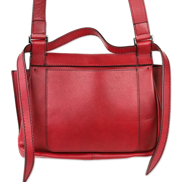 Elena Ghisellini Red Leather Crossbody Satchel
