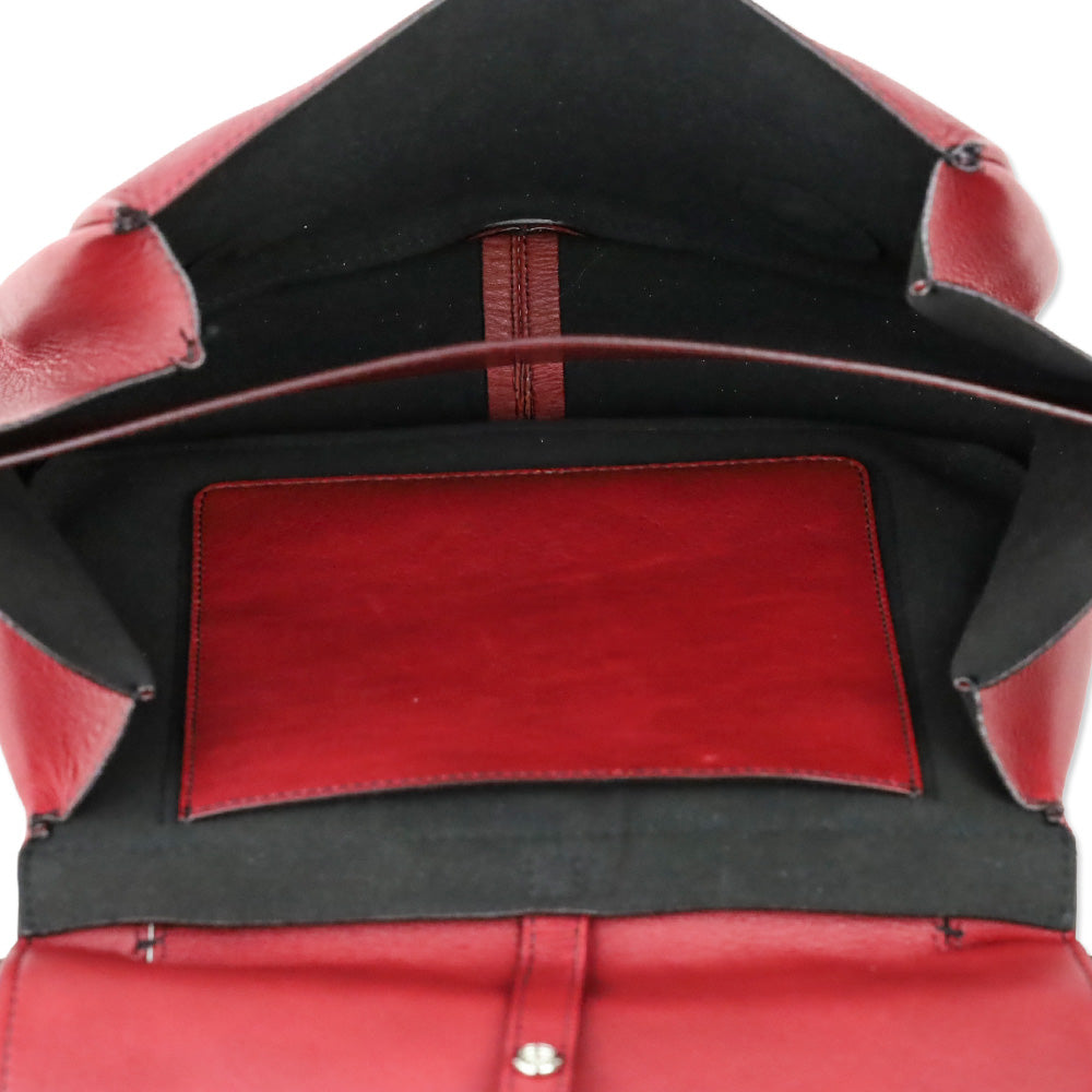 Elena Ghisellini Red Leather Crossbody Satchel