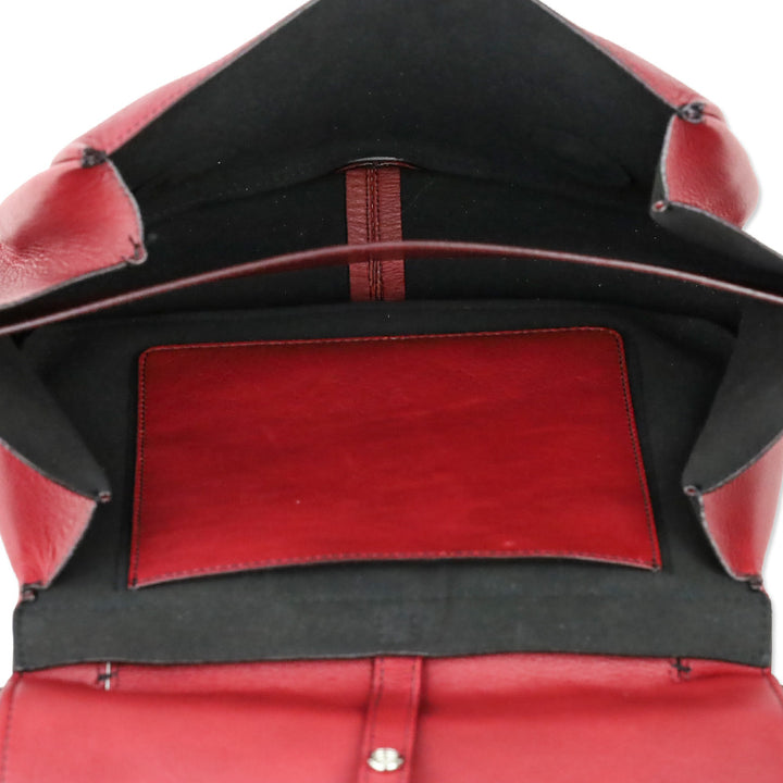 Elena Ghisellini Red Leather Crossbody Satchel