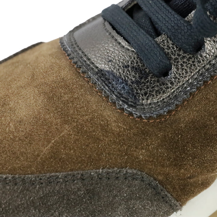 Eleventy Mixed-Media Brown/Taupe Suede Sock Low-Top Sneakers
