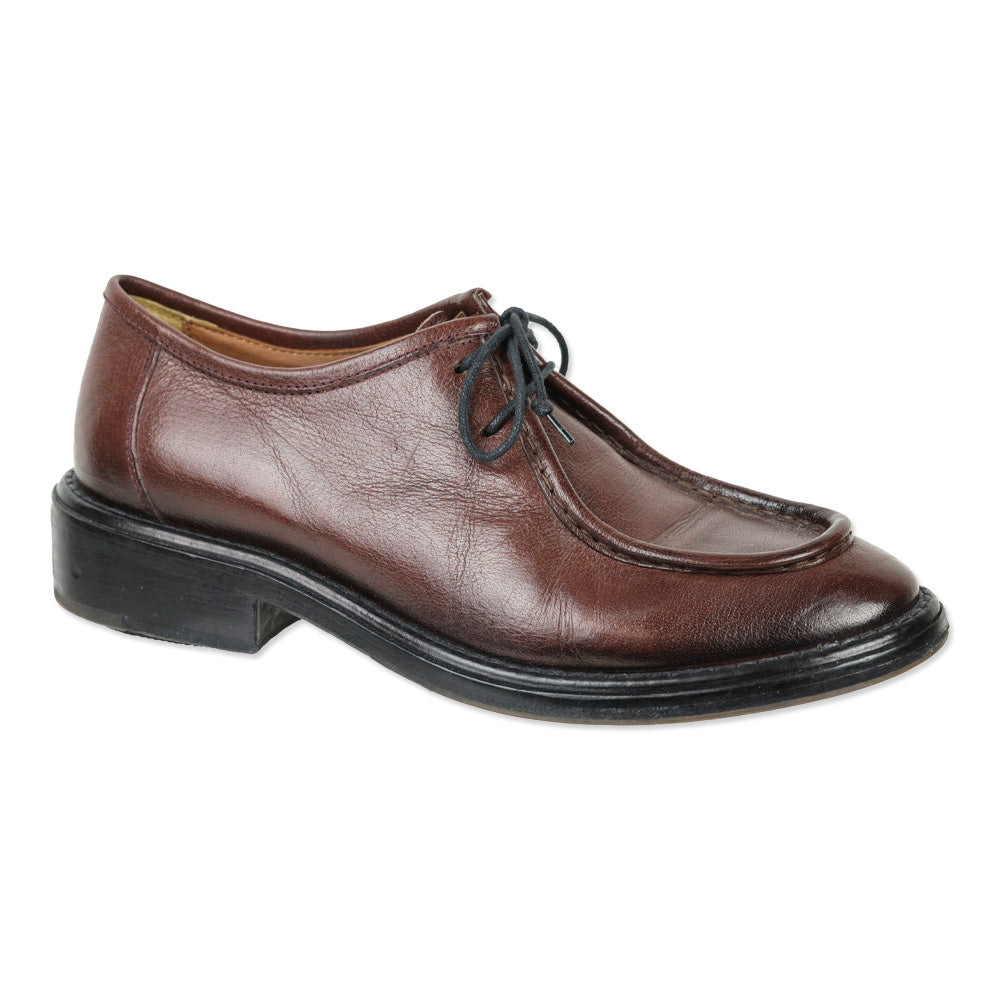 Elia Maurizi Brown Leather Moc Toe Shoes