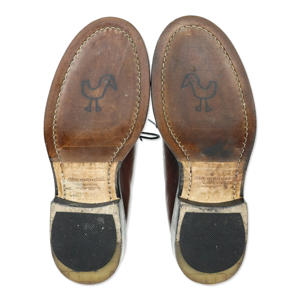 Elia Maurizi Brown Leather Moc Toe Shoes