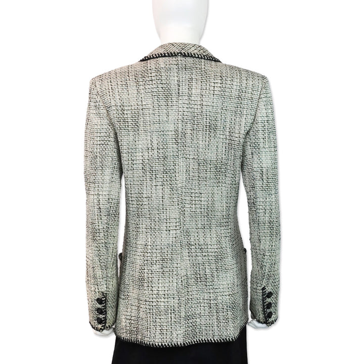 Emanuel Ungaro Black/White Multi Whipstitch Trim Tweed Blazer