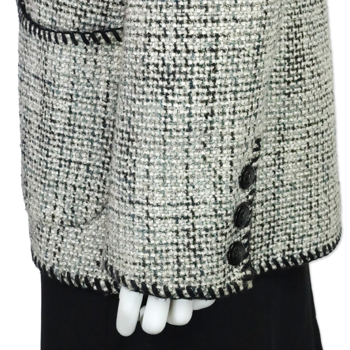 Emanuel Ungaro Black/White Multi Whipstitch Trim Tweed Blazer