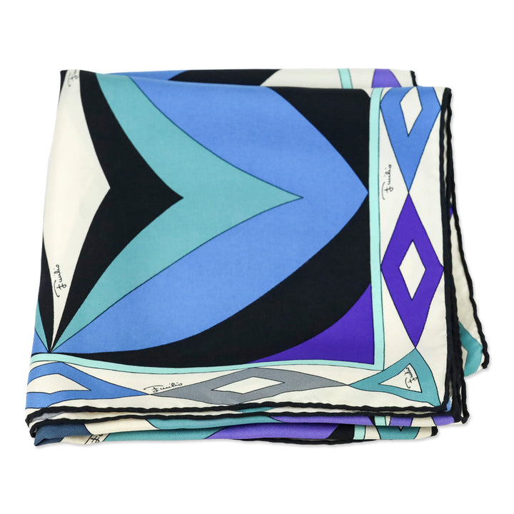 Emilio Pucci Blue/Purple Multicolor Collane Print Silk Scarf