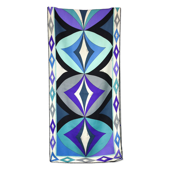 Emilio Pucci Blue/Purple Multicolor Collane Print Silk Scarf