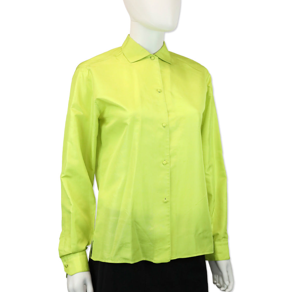 Emilio Pucci Chartreuse Silk Button Up Shirt
