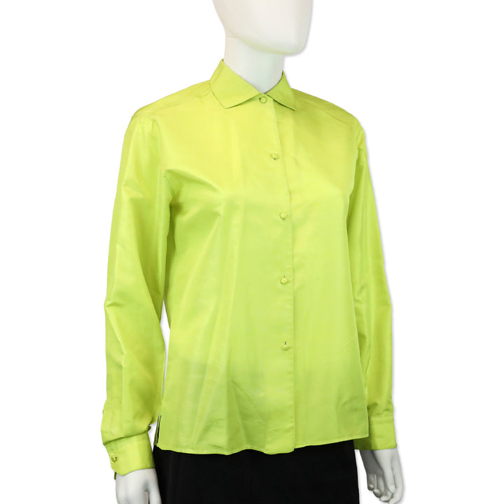 Emilio Pucci Chartreuse Silk Button Up Shirt