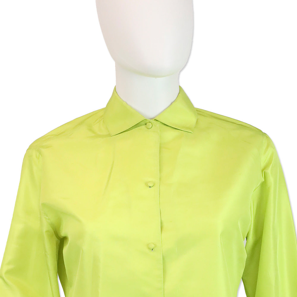 Emilio Pucci Chartreuse Silk Button Up Shirt