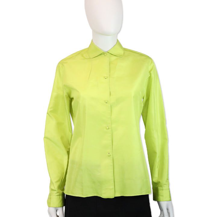Emilio Pucci Chartreuse Silk Button Up Shirt