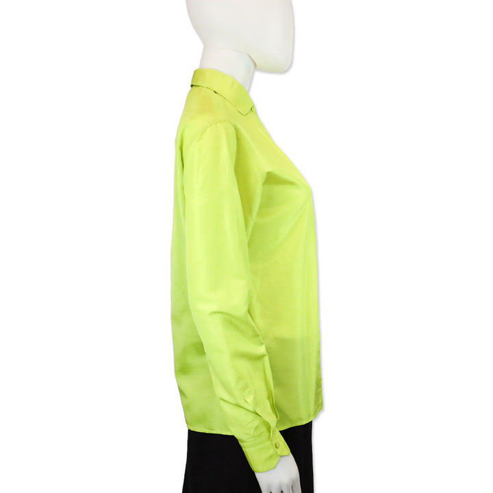 Emilio Pucci Chartreuse Silk Button Up Shirt