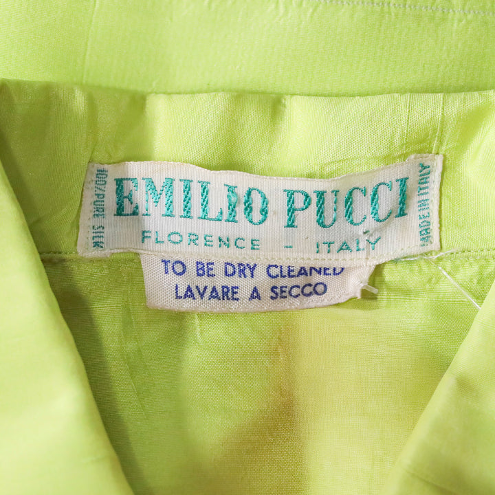 Emilio Pucci Chartreuse Silk Button Up Shirt