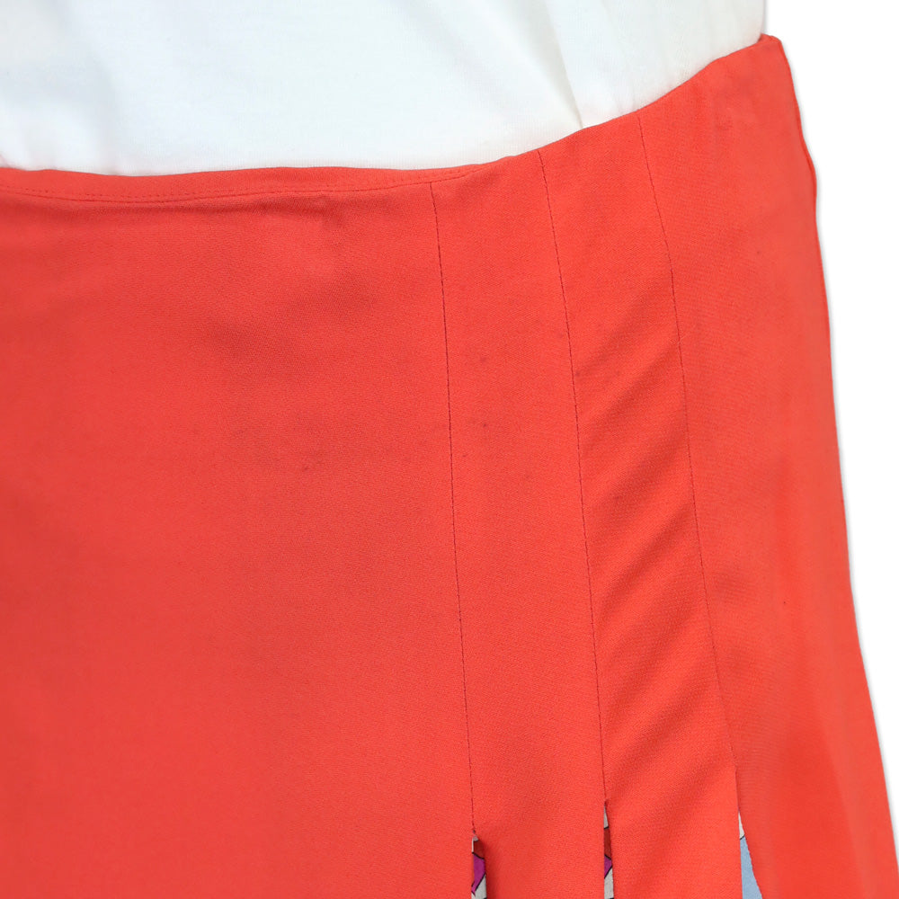 Emilio Pucci Coral Multicolor Pattern Pleated Maxi Skirt
