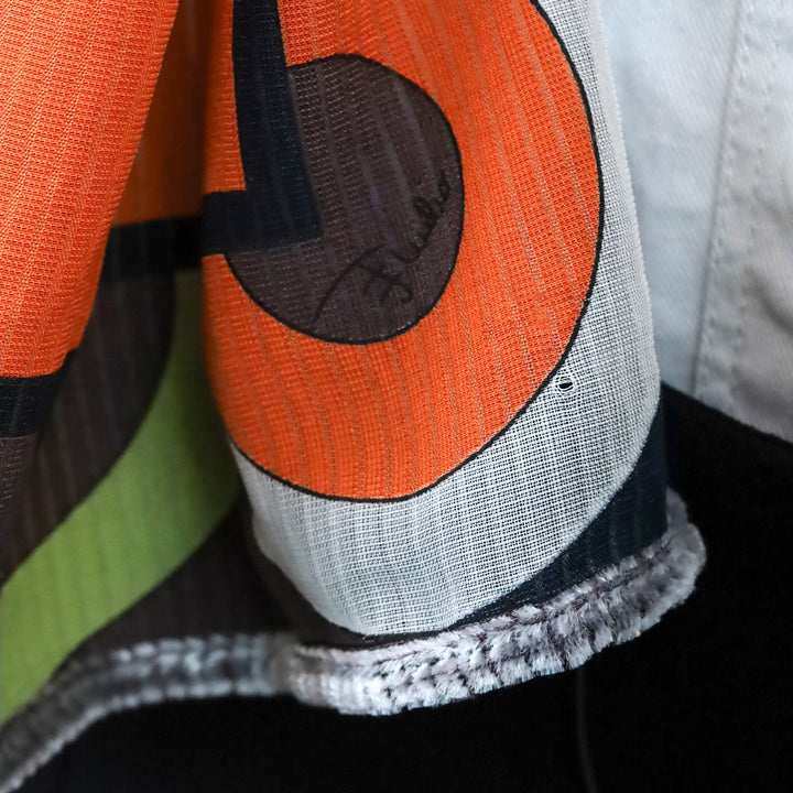 Emilio Pucci Orange Multi Print Velvet and Silk Double-Sided Scarf