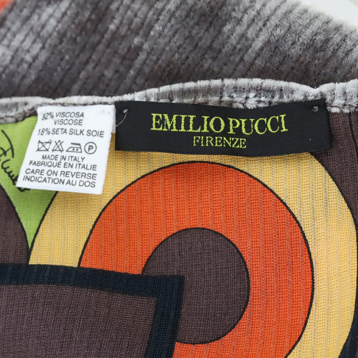 Emilio Pucci Orange Multi Print Velvet and Silk Double-Sided Scarf