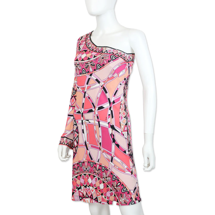 Emilio Pucci Pink Multi Print Off-the-Shoulder Long Sleeve Mini Dress