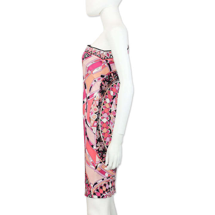 Emilio Pucci Pink Multi Print Off-the-Shoulder Long Sleeve Mini Dress