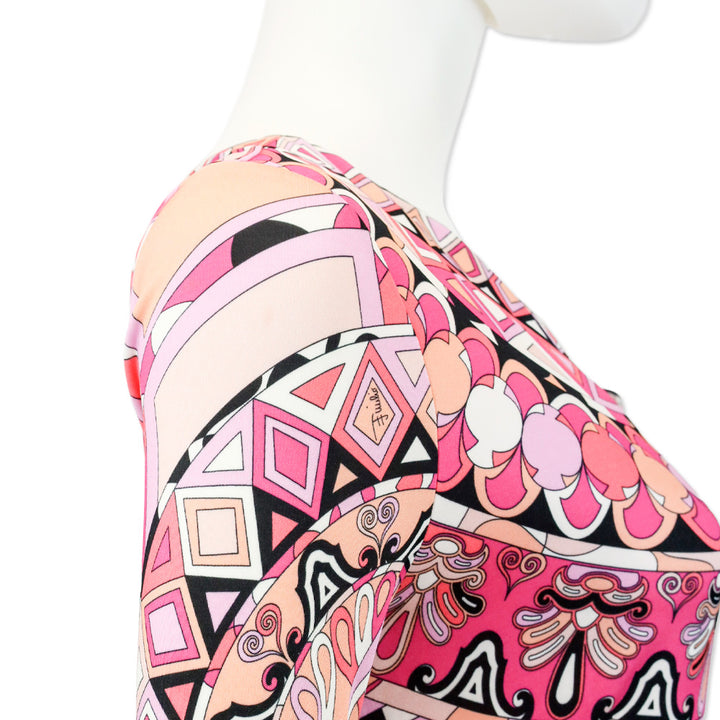 Emilio Pucci Pink Multi Print Off-the-Shoulder Long Sleeve Mini Dress