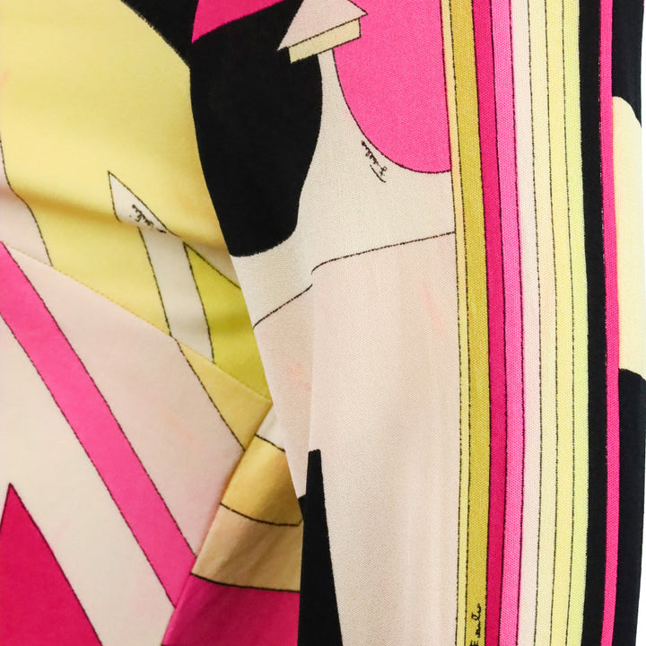 Emilio Pucci Vintage Pink/Yellow Long Sleeve Zip Front Shift Dress