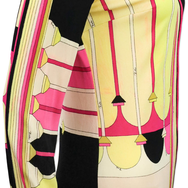 Emilio Pucci Vintage Pink/Yellow Long Sleeve Zip Front Shift Dress