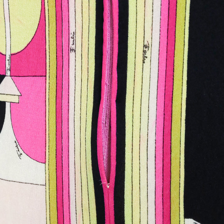 Emilio Pucci Vintage Pink/Yellow Long Sleeve Zip Front Shift Dress