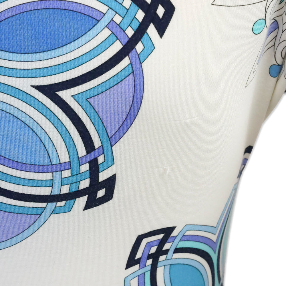 Emilio Pucci White/Blue Snowflake Print Bateau Top