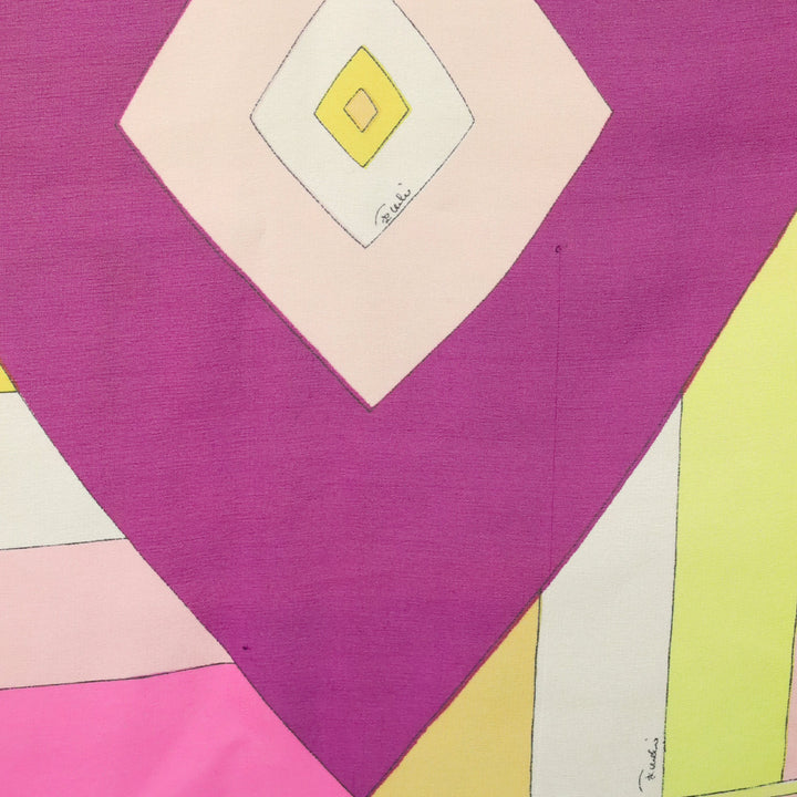 Emilio Pucci Yellow Multicolor Geometric Print Silk Chiffon Scarf
