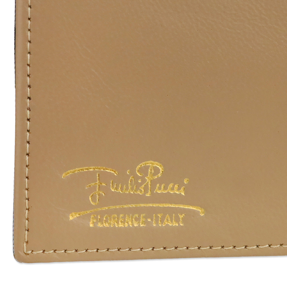 Emilio Pucci Yellow/Brown Mutli Print Silk Bifold Wallet