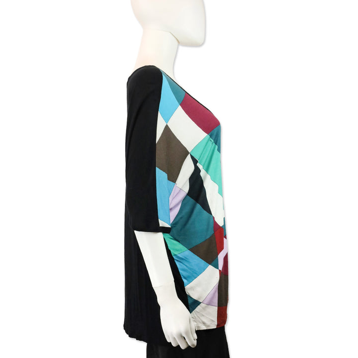 Emilio Pucci Multicolor Geometric Print Jersey Batwing Blouse