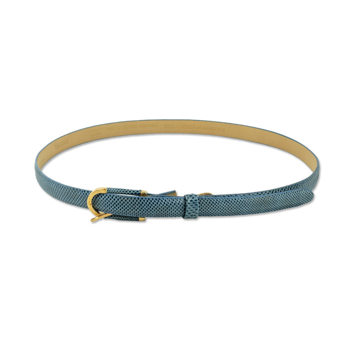 Emmanuel Thin Blue Lizard Belt