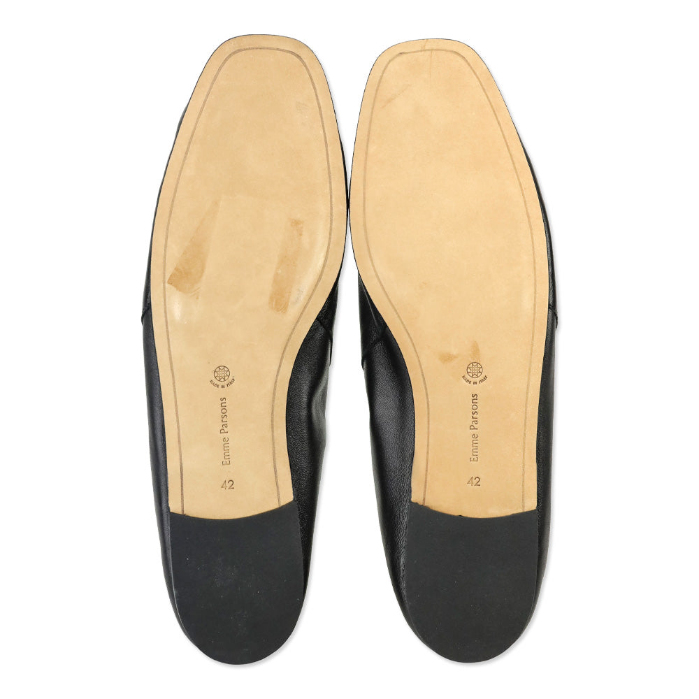 Emme Parsons Black Nappa Leather High Throat Ballet Flats