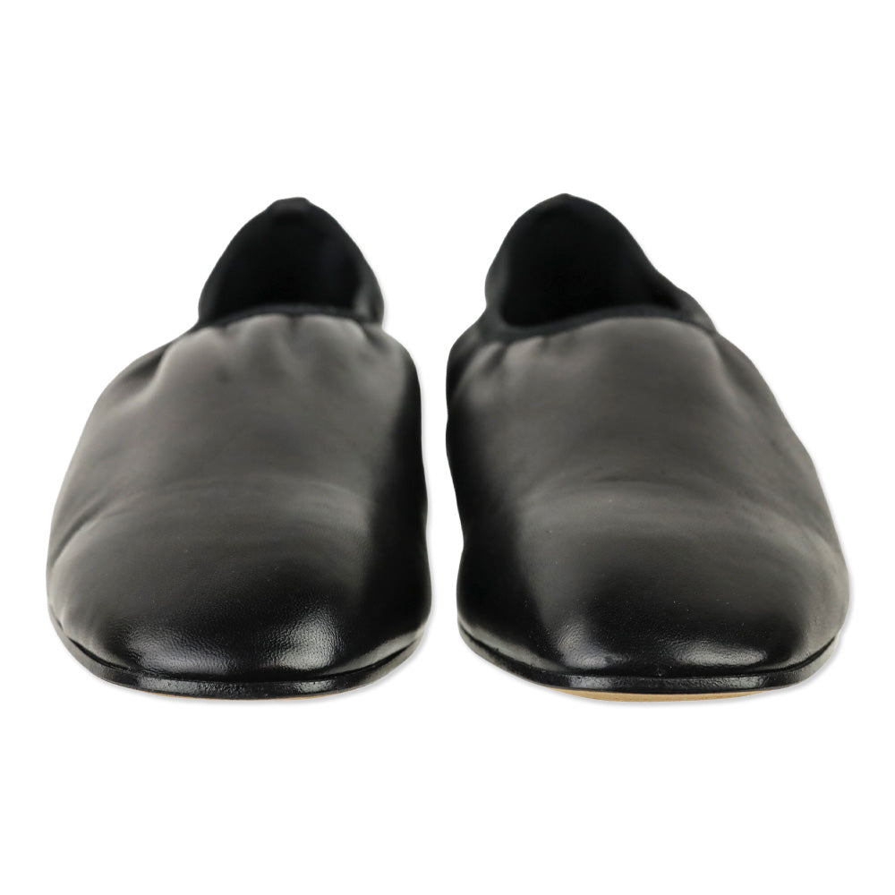 Emme Parsons Black Nappa Leather High Throat Ballet Flats