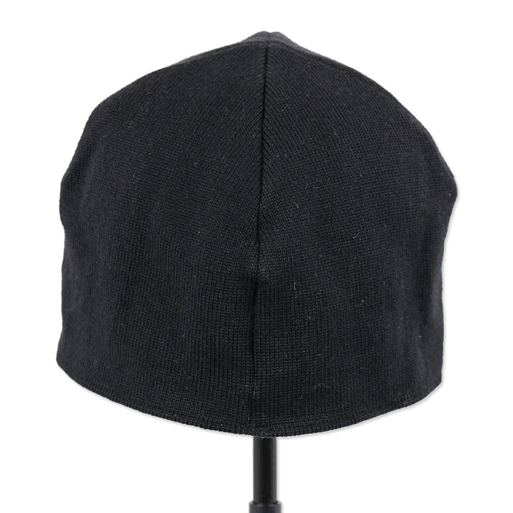 Emporio Armani Black Virgin Wool Knit Sequin Logo Beanie