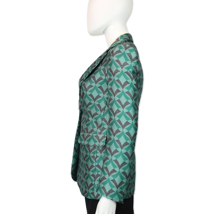 Emporio Armani Green Optical Jacquard Fashion Blazer
