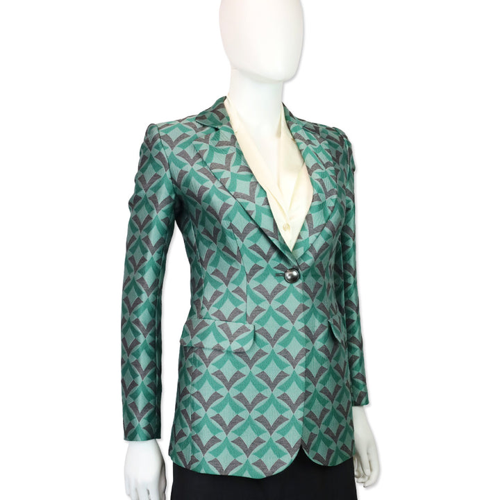 Emporio Armani Green Optical Jacquard Fashion Blazer