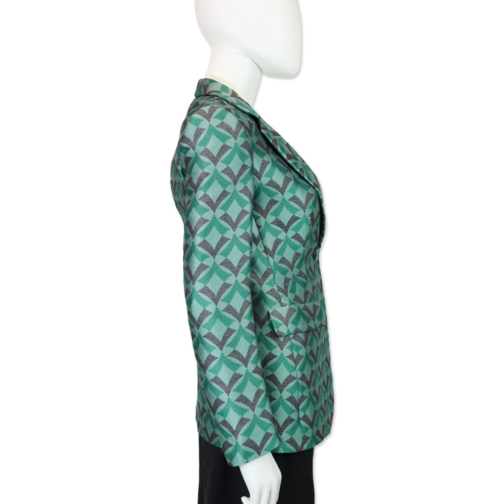 Emporio Armani Green Optical Jacquard Fashion Blazer