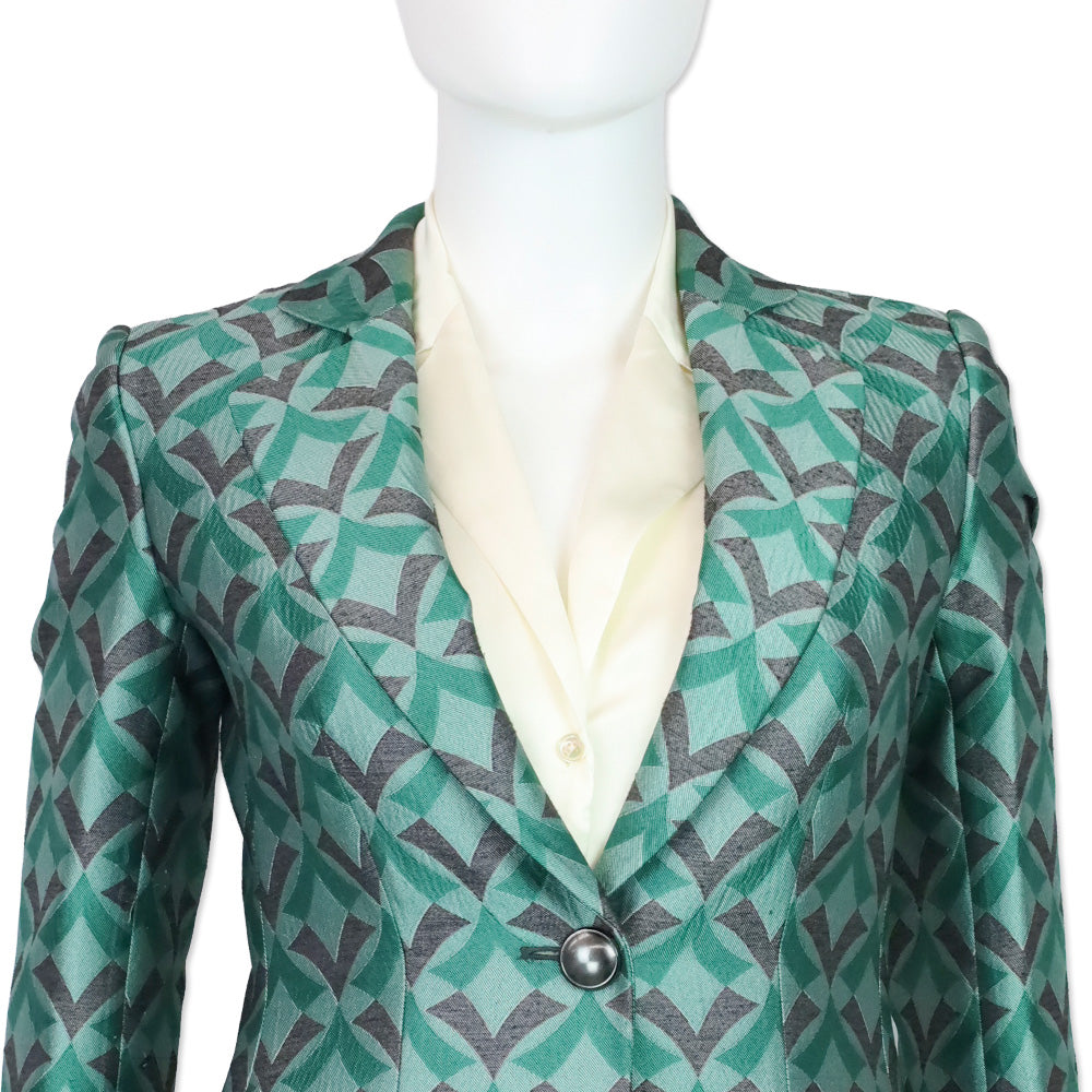 Emporio Armani Green Optical Jacquard Fashion Blazer