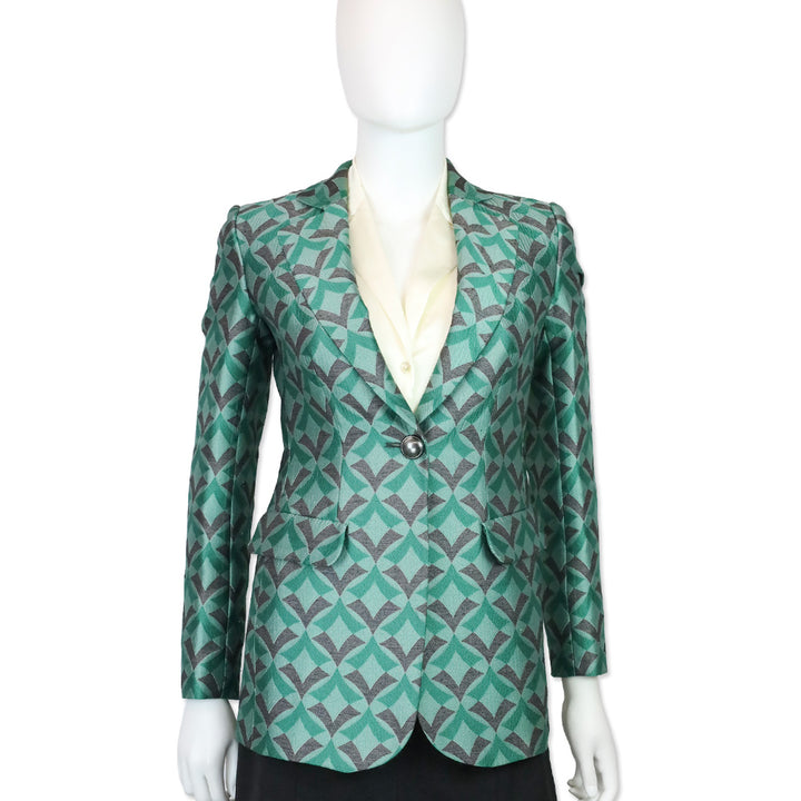 Emporio Armani Green Optical Jacquard Fashion Blazer