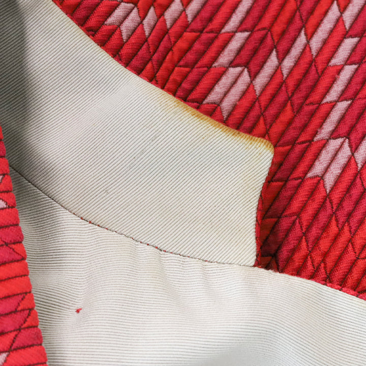 Emporio Armani Red Chevron Quilted Asymmetrical Button Jacket